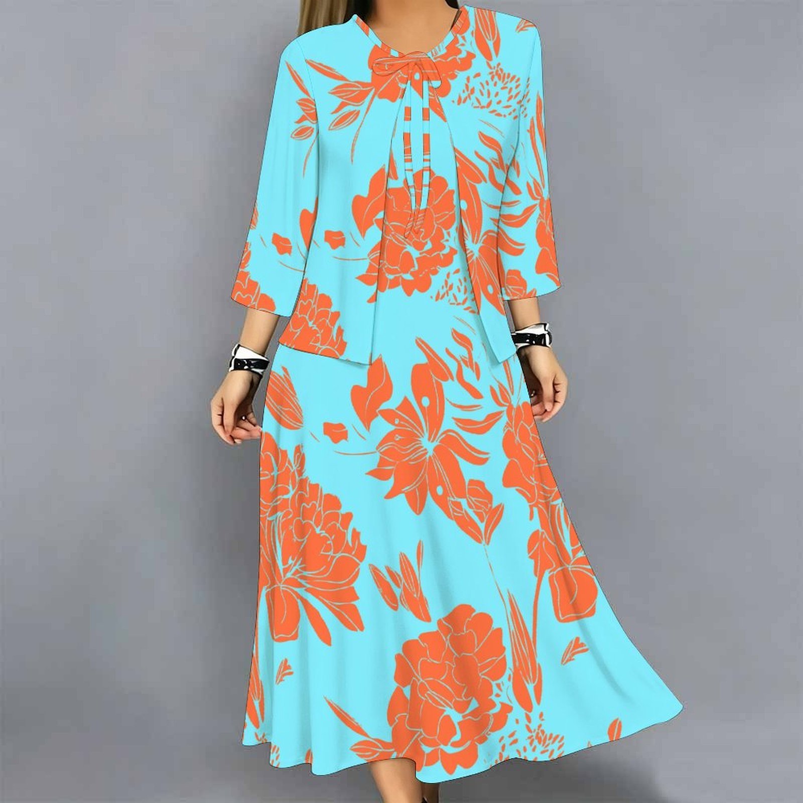 Midi Skirt Floral - Kadın 2 Parça Elbise Takımı Baskılı