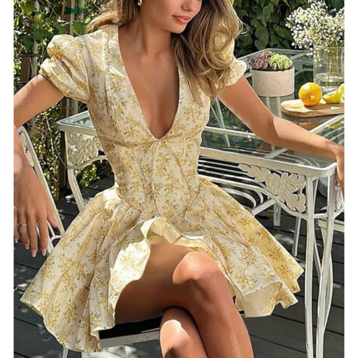 Romper Floral Print - 4XL Fransız Çiçekli Elbise Artı Boyutu