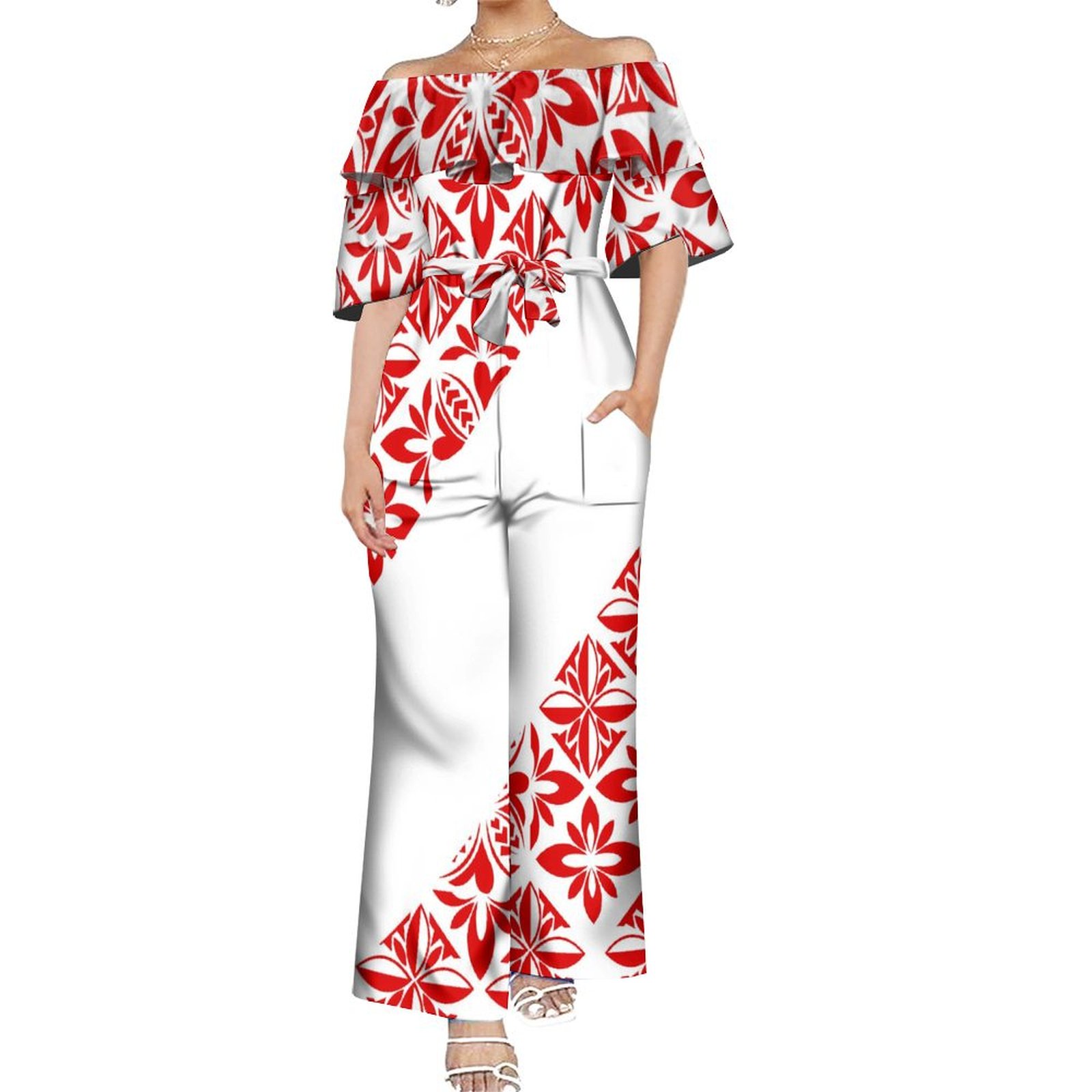 Romper Floral Print - Yeni stil Tonga polinezya kabile baskılı