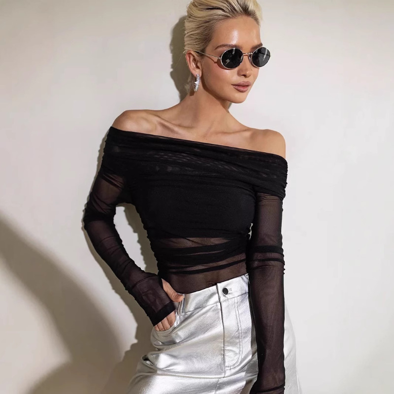 Kadınlar İçin Fileli Omuzları  - Blouse Off Shoulder incelemesi ve fiyatı